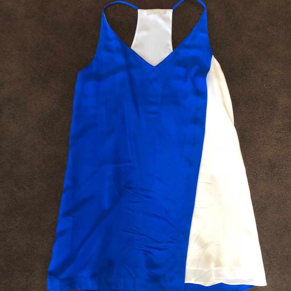 Two Toned Blue/White Asymmetrical Dress